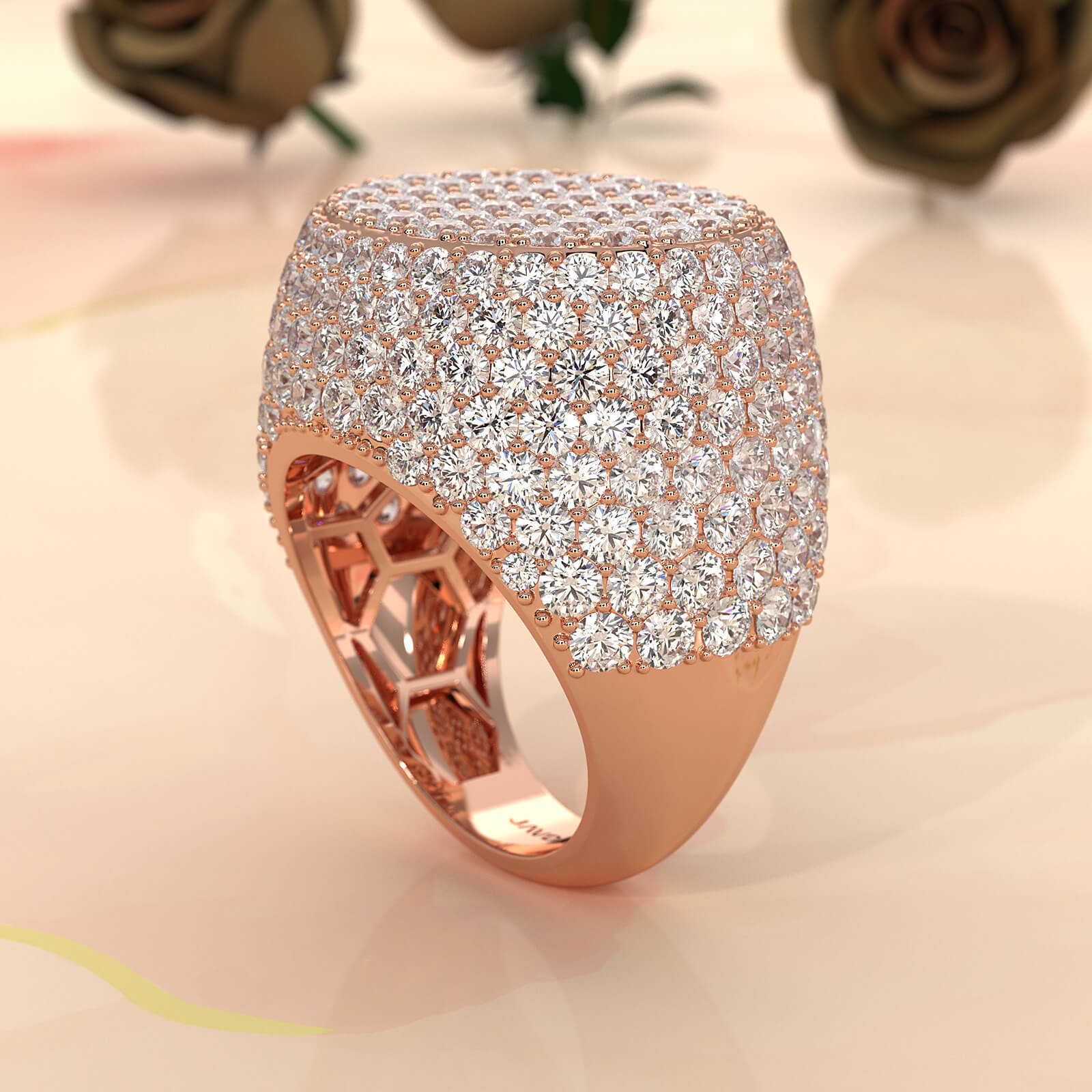 Circle of Glamour Men's 14K White Gold Lab Diamond Ring 11.5ctw